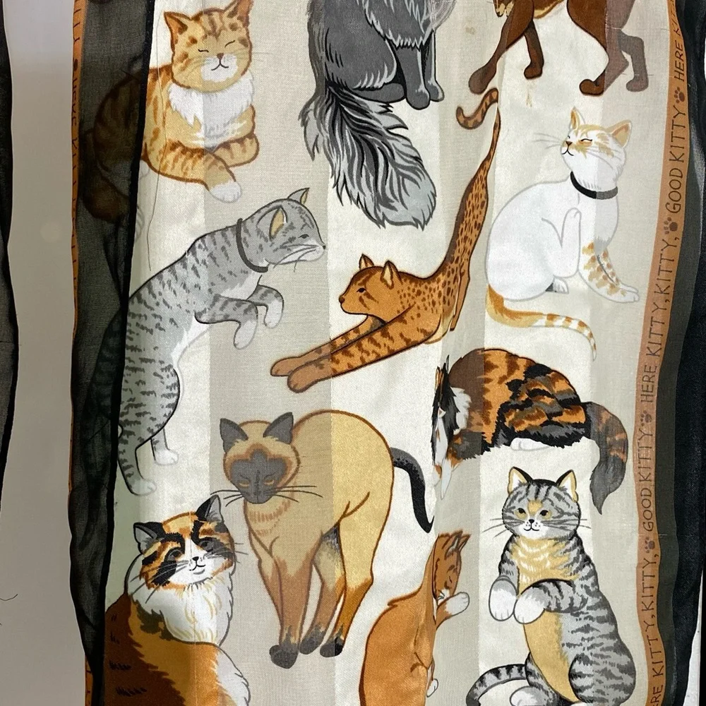 Basha Here Kitty Kitty Good Kitty Scarf Crazy Cat Lady Cats Kittens AA09